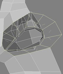 Selecting and flipping the polygons around the nostril